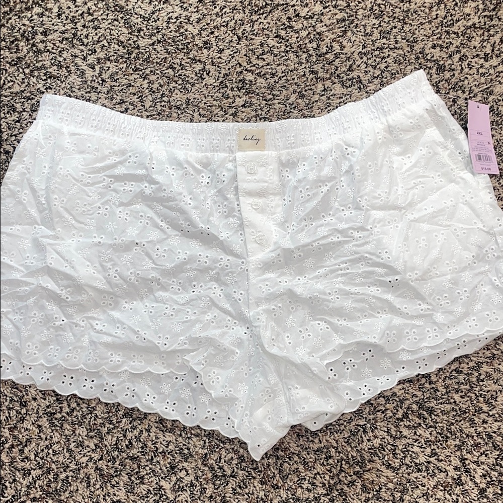Wild Fable White Eyelet Buttoned Sleep Lounge Shorts Sheer Size XXL | NWT - Picture 3 of 8